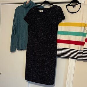 Brooks Brothers Black Polka Dot Midi Dress